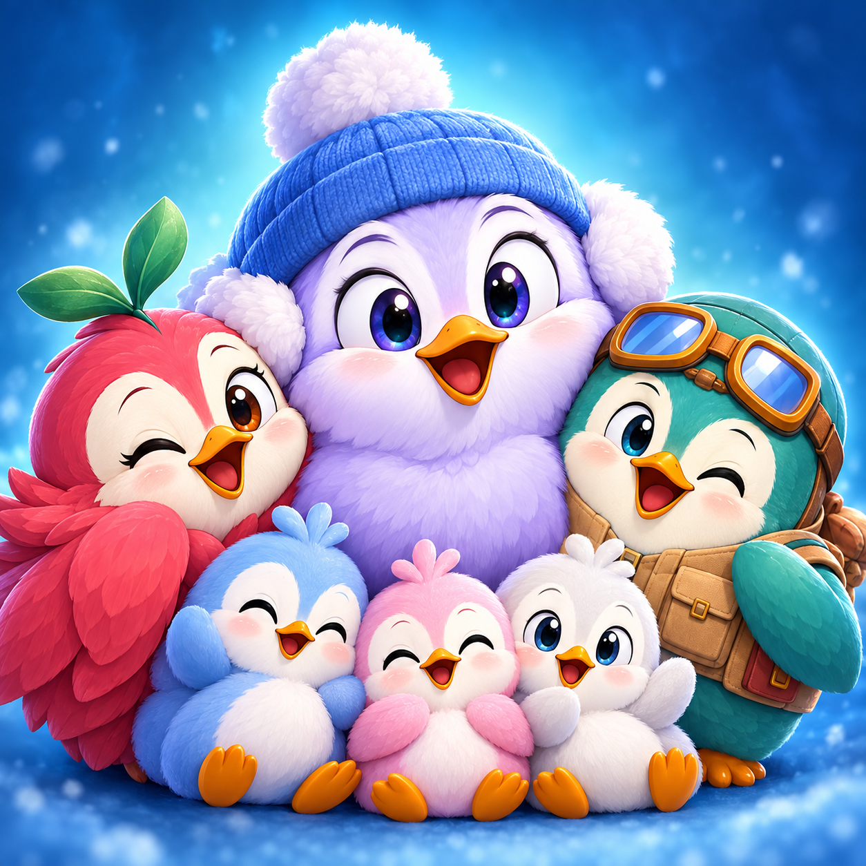Bibi, Rosie, Zippy and the baby penguins